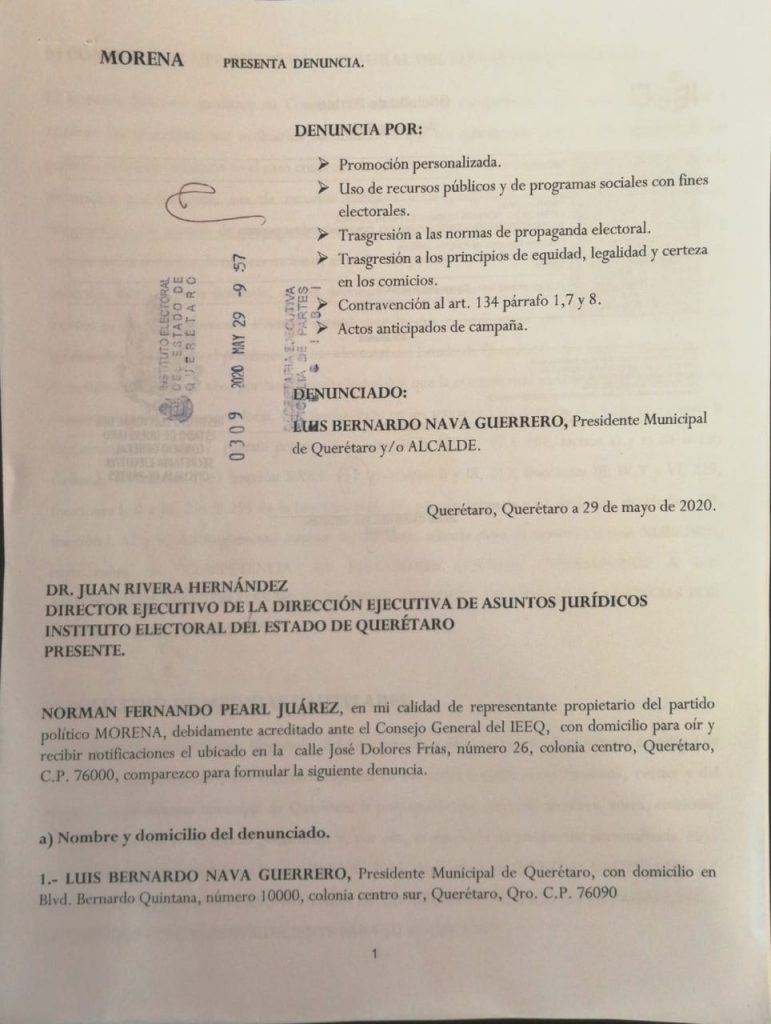 Interpone Norman Pearl denuncia en contra de Luis Nava por presuntos actos  de campaña